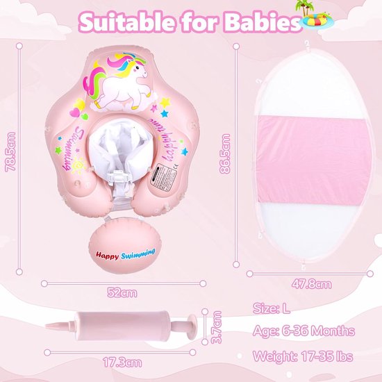 Baby Swim Ring with Canopy - UPF 50+ Sun Protection - Inflatable Pool Float for Babies 6-36 Months van Lobster Pet. — afbeelding 2