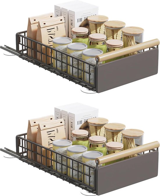 2 stuks uittrekbare kastorganisator, boorvrij, uitschuifbare lade