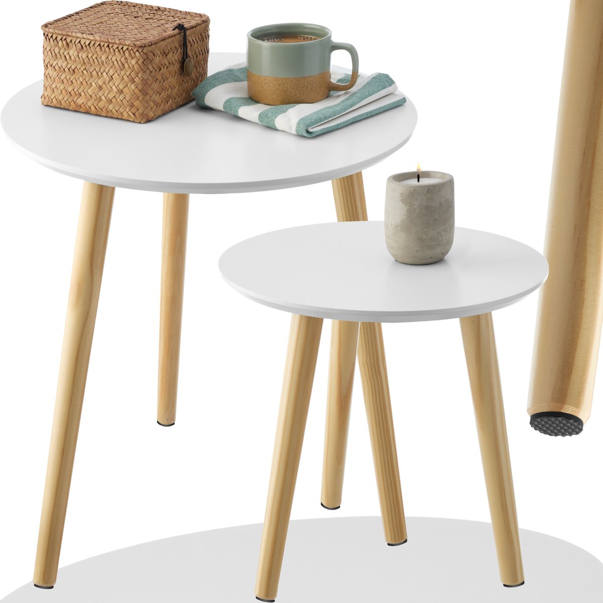 Glazen salontafel set van 2 - kleine moderne vierkante middentafels, bijzettafeltjes voor woonkamer, slaapkamer en balkon - stijlvol en eenvoudig meubilair