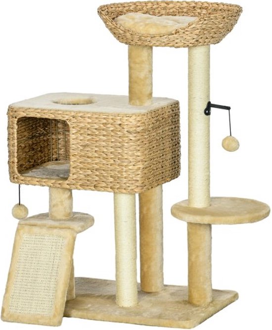 Kleine kattenboom met kattenhol, krabpaal met ligvlak, jute klimboom