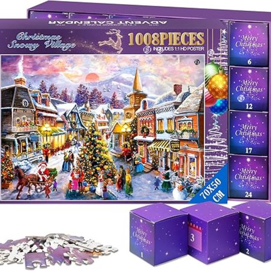 "Equivera adventskalender 2024 - Adventskalender 2024 - Vintage puzzel - Kerst - 1008 stukjes "