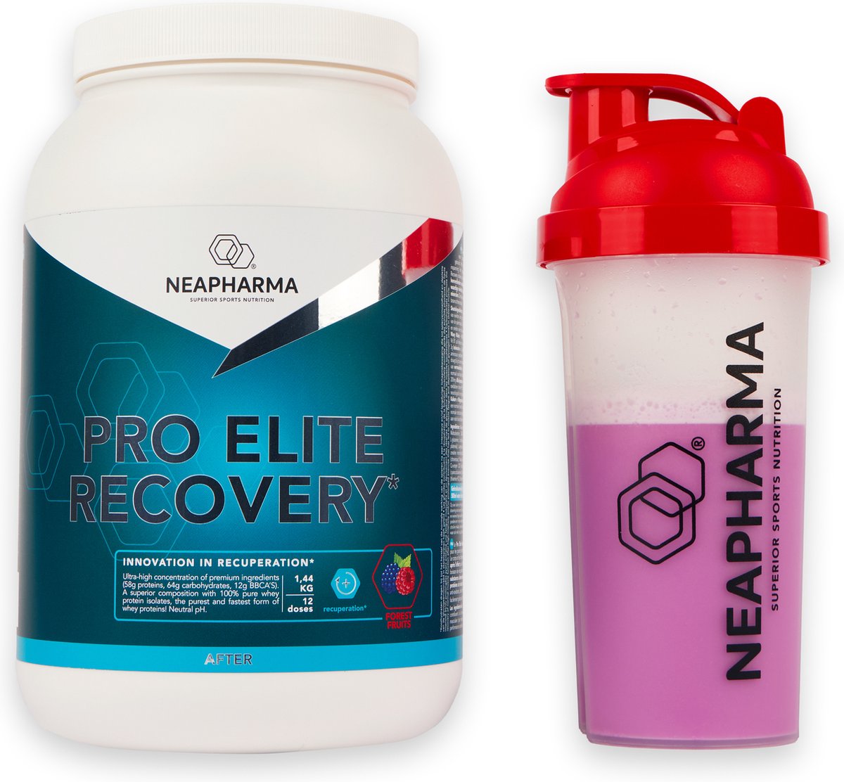 Goedkoopste Neapharma Recovery Eiwitshake - 1,44kg 24 porties - Frisse bosbessen smaak - 58gr eiwitten - Spierherstel - Herstel
