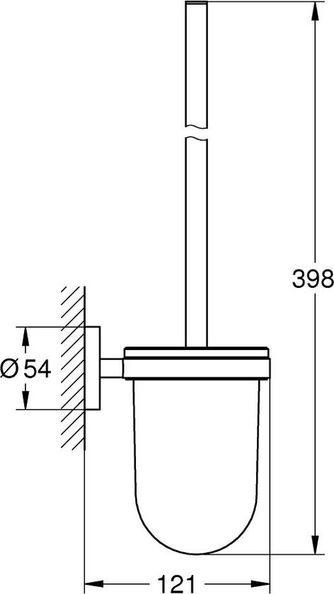 Dessin technique d'un porte-brosse à dents avec dimensions.