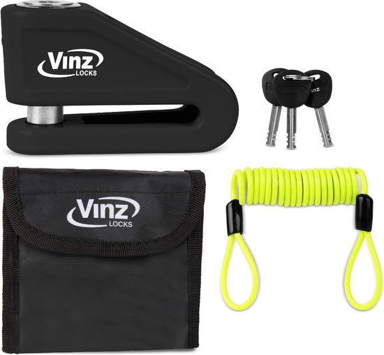 VINZ Baretti ART 4 Schijfremslot / Motorslot - Incl. Tasje & Reminderkabel - Goedgekeurd voor verzekering van Motoren, Scooters, etc - 3 sleutels - Remschijfslot - Zwart van VINZ — afbeelding 4