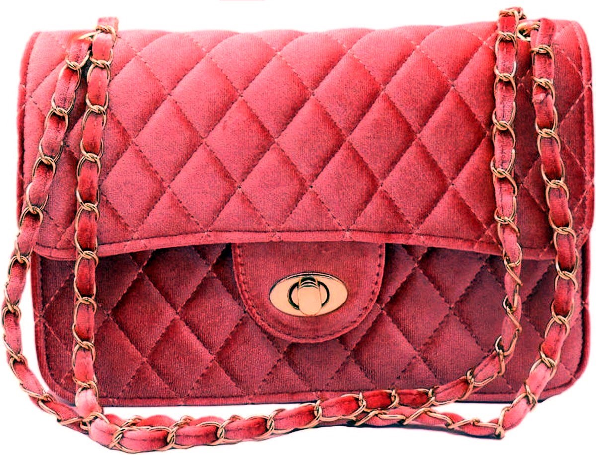 Hetty'S - Elegante rode - fluwelen handtas - Maat 27 X 19 X 8 cm