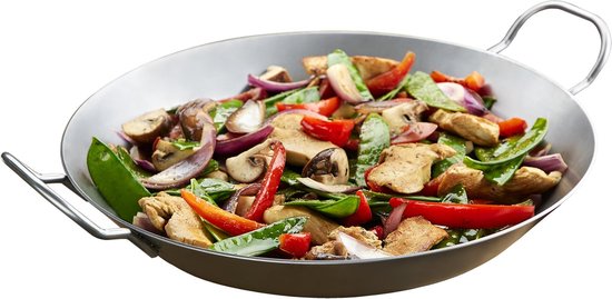 Yuanpgky Roestvrijstalen dubbele handgreep Paella Pot Steelpan Platte Yuanpgky Roestvrijstalen dubbele handgreep Paella Pot Steelpan Platte