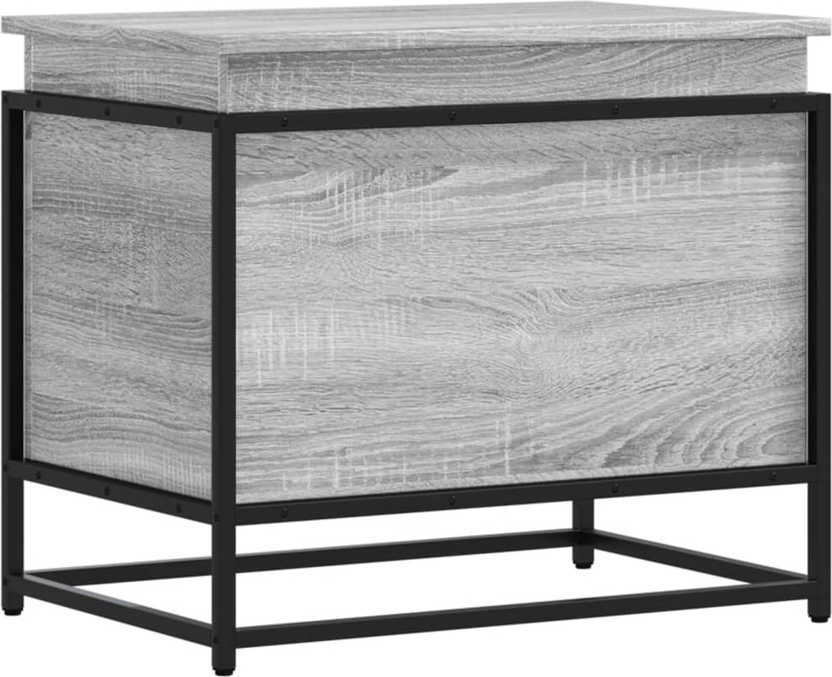 vidaXL - Opbergbox - met - deksel - 60x40x51,5 - cm - bewerkt - hout - grijs - sonoma