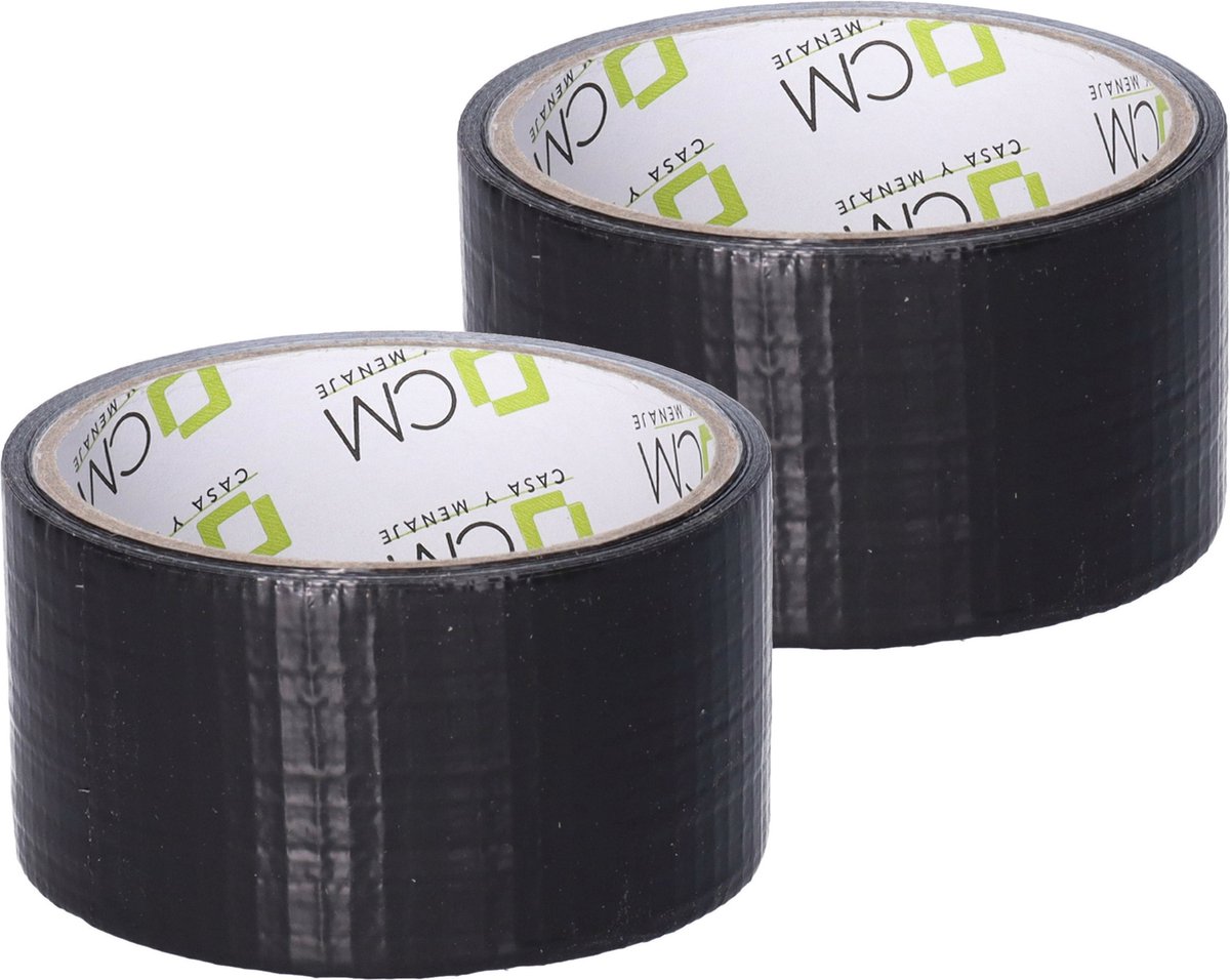 CM Duct tape - zwart - 2x rol- 48mm x 10m - binnen/buiten