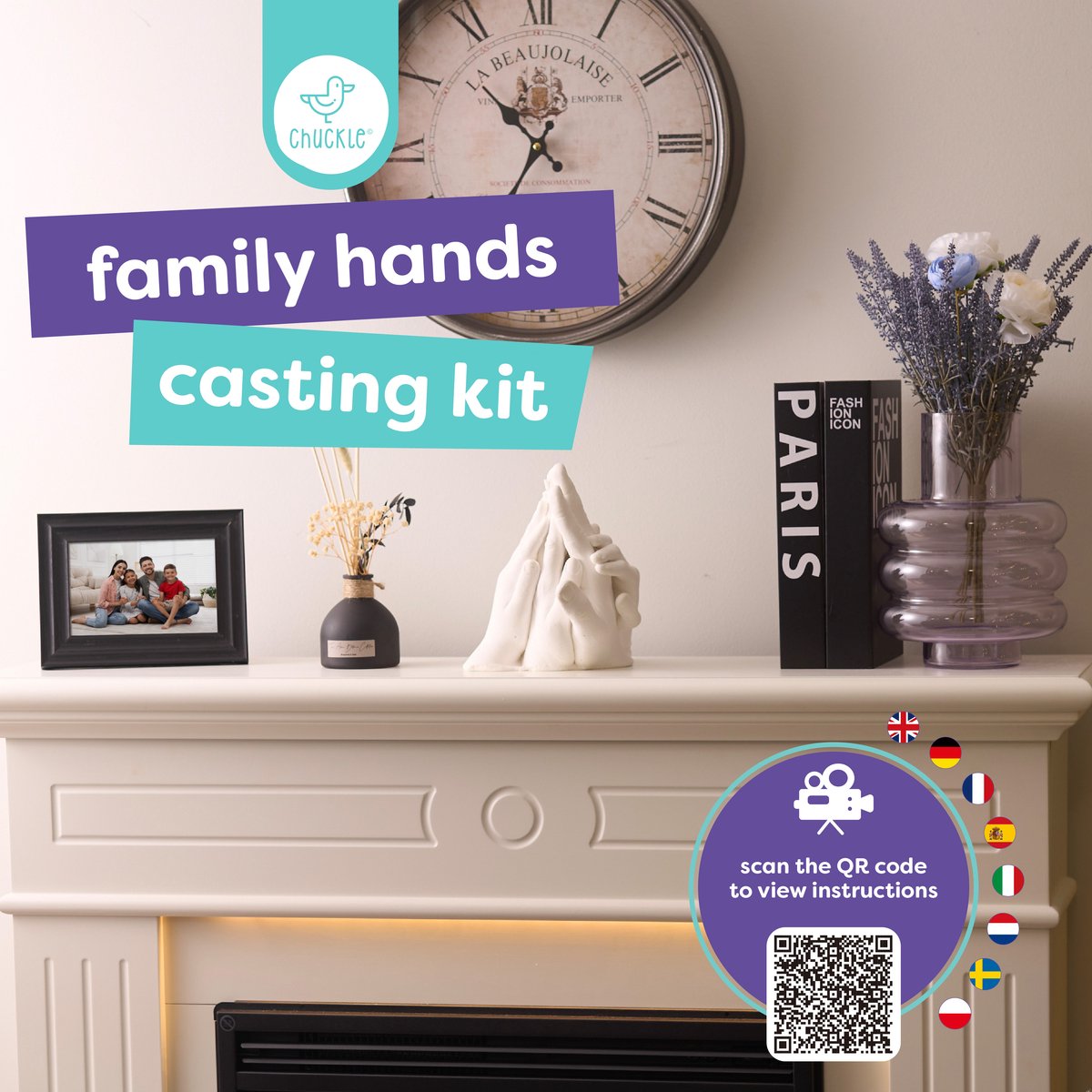 Chuckle – Familie Gipshandenset - 3D Gipsafdruk Set - Handafdrukset - Hand Casting Kit voor Gips Handen Maken - 3D Afdrukken Gieten - Uniek Cadeau en Souvenir voor Jubilea - Verjaardagen en Kerstmis — afbeelding 6