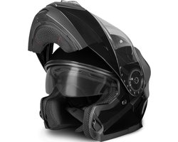 VINZ Santos Systeemhelm met Zonnevizier - Scooterhelm & Motorhelm & Brommerhelm - ECE 22.06 - Zwart - XL