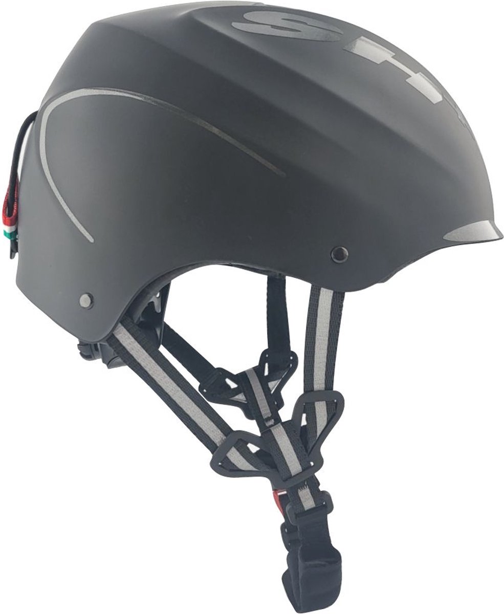 SH+ e-bike Fietshelm - SHAMELESS - Unisex - Lichtgewicht 430 gram - 6 Ventilatiegaten - Gemaakt in Italië - Voor een hoofdomtrek van 57 tot en met 60 CM - Zwart Grijs