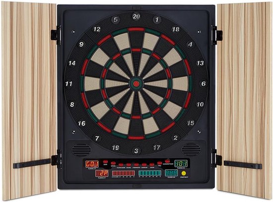 OneConcept - Dartmaster 180 Dartautomaat, Elektronisch Dartbord, E-Darts, Dartbord tot 8 Spelers, Virtuele Tegenstander, LED-Displays, 12 Pijlen, Beige van OneConcept — afbeelding 2