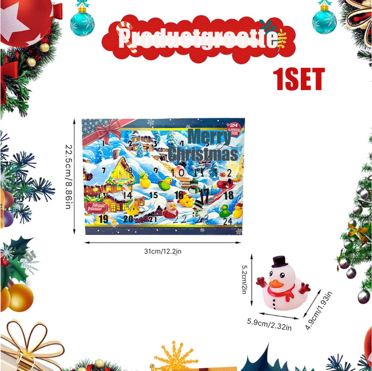 JOYIN Adventskalender 2023, 24 dagen aftellen naar Kerstmis, met 24 rubberen eendjes voor jongens, meisjes, kinderen en peuters, kerstgeschenken