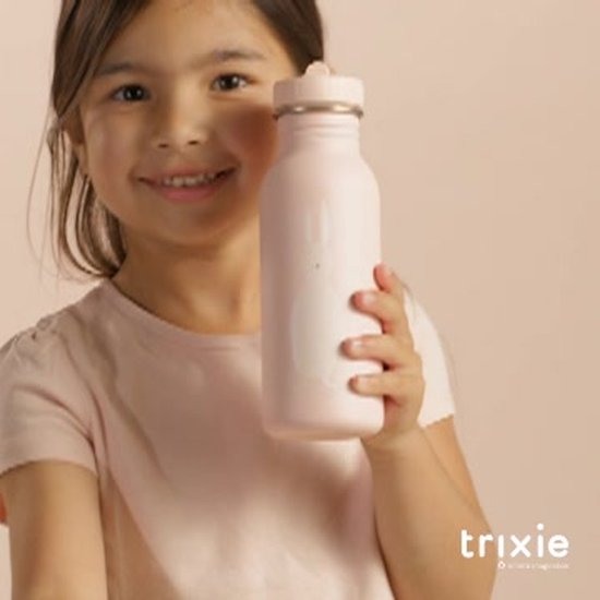 Trixie Drinkfles - Mrs. Rabbit - RVS Waterfles voor kinderen - 500ml - Lekvrije Fles - Roze - Konijn