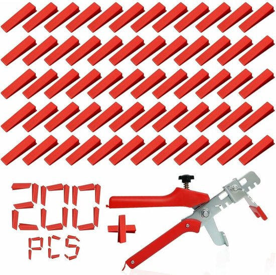 Foto: Tegel levelling systeem 200 stuks keggen 1 leveling tang nivelleersysteem rood pp wiggen keggen en tang hulpstukken set voor keramische leveling