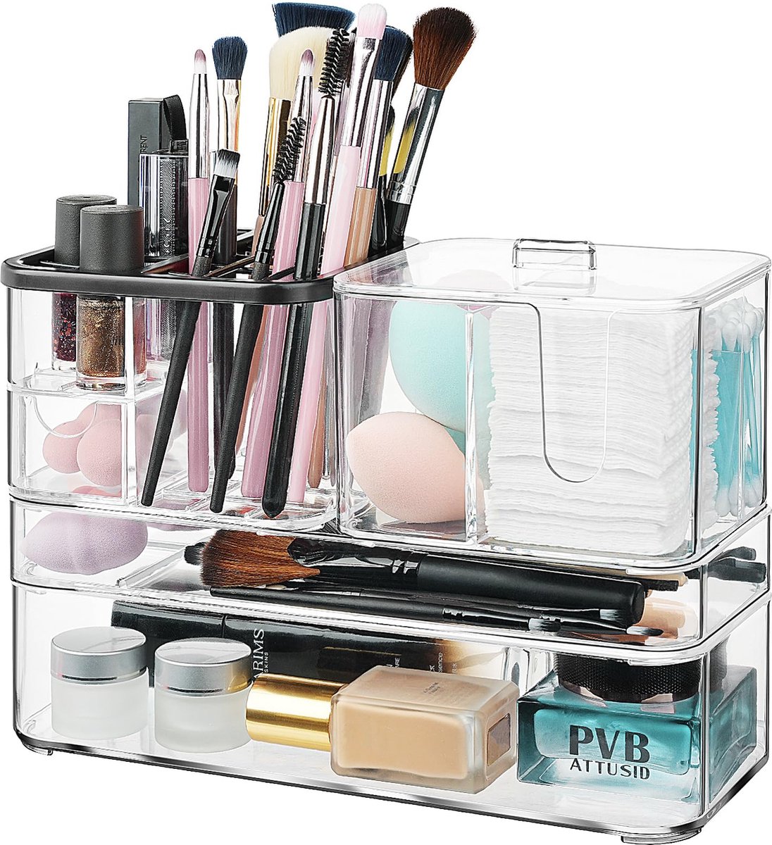 Goodivery ® Transparante Stapelbare Cosmetica-Organizer Set voor Optimale Make-up Opslag