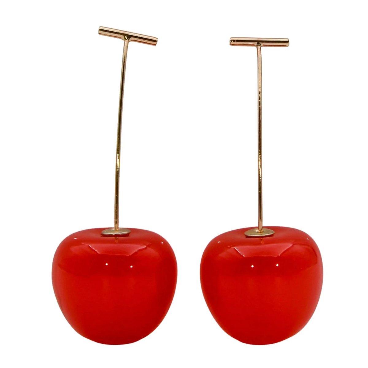 Marama Oorbellen Kersen Licht Rood - oorhangers - feestelijk - RVS - gold plated - nikkelvrij - dames - cadeau