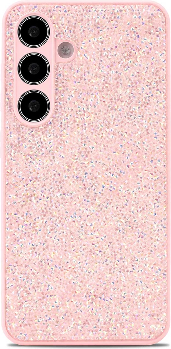 Casemania Hoesje Geschikt voor Samsung Galaxy S25 Plus - Roze - Diamant Glitter Back Cover
