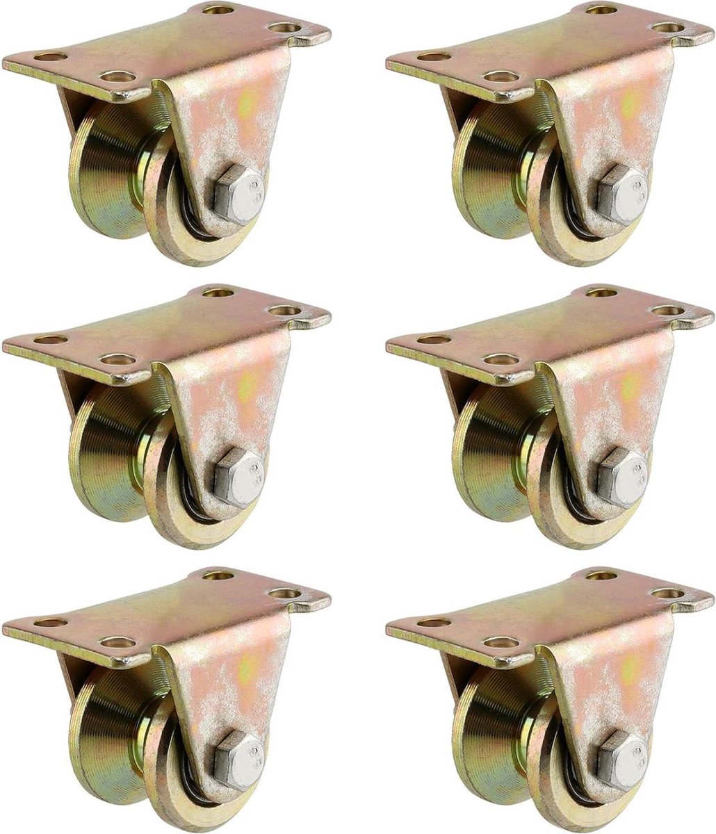 6 stuks V-groefstalen zwenkwielen voor touwen - Kabelrollen voor zware wielen met waslijnen - Takelsystemen en industriële machines