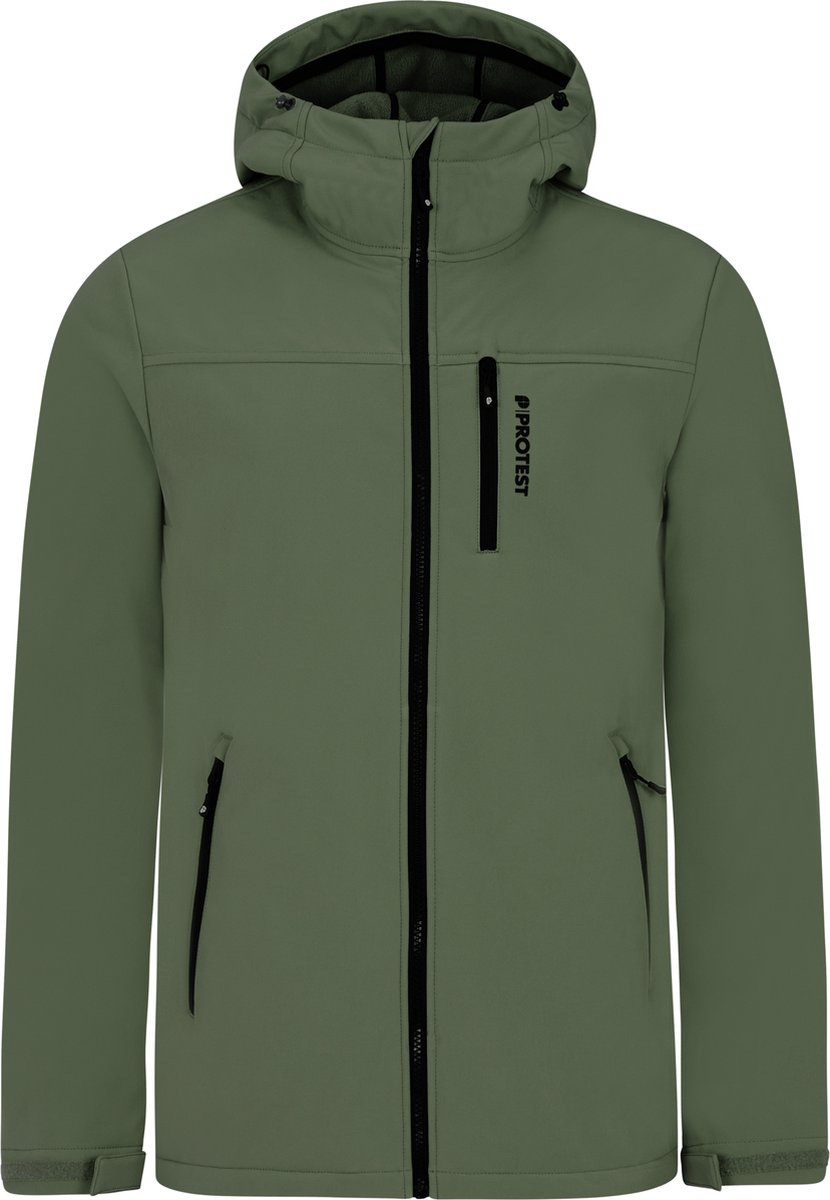 Protest PRTKagu Outdoorjas Heren Winterjas Softshell Capuchon Zak met rits Thyme