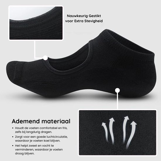 Malinsi® 2-Pack Yoga Sokken Antislip Dames - Pilates Yogasokken - Ballerina Pilatessokken - Ballerinas Open - Zwart & Grijs van Malinsi — afbeelding 5