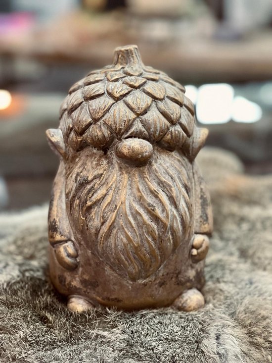 Stenen Gnoom Paulus 15cm Goud |Kerst| Cadeauartikel|Kerstmis|Goud