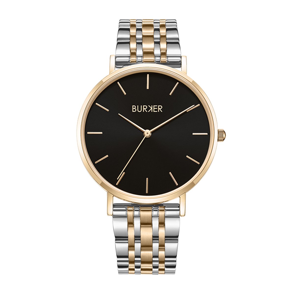 BURKER Ruby Horloge Dames - Rond - Zwart Goud Zilver - Schakelband - 38 mm
