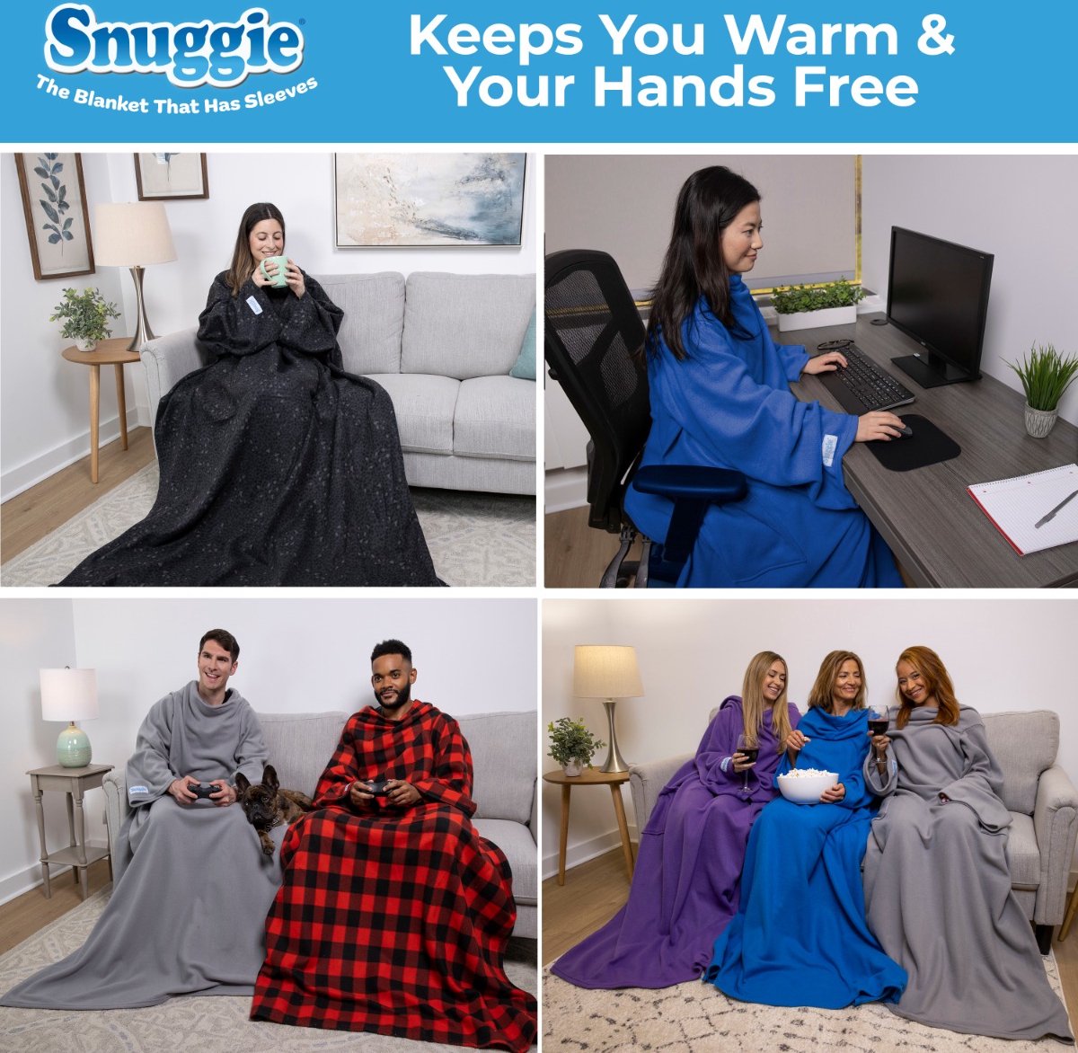Snuggie Original - Fleece Deken met Mouwen - Green Camo - 180x137cm - Hoodie met Mouwen en Handige Zakken - Warme & Zachte TV Deken — cadeau in Wonen & Interieur - foto 4