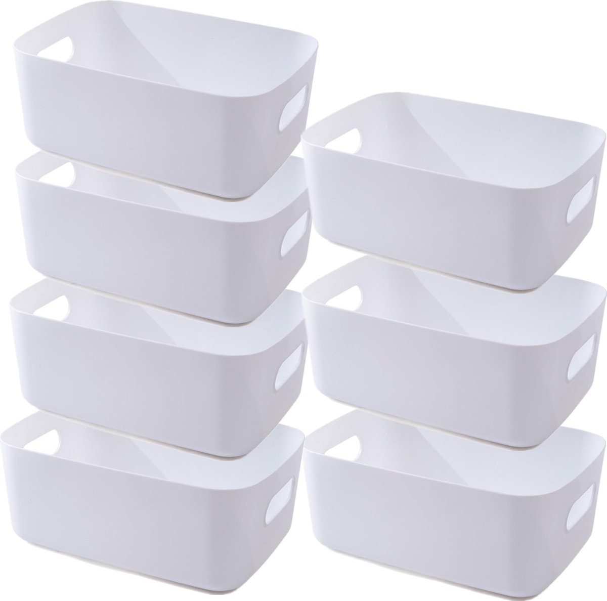 Goodivery ® Veelzijdige Witte Opbergmandenset met Handgrepen voor Keuken en Badkamer Organisatie