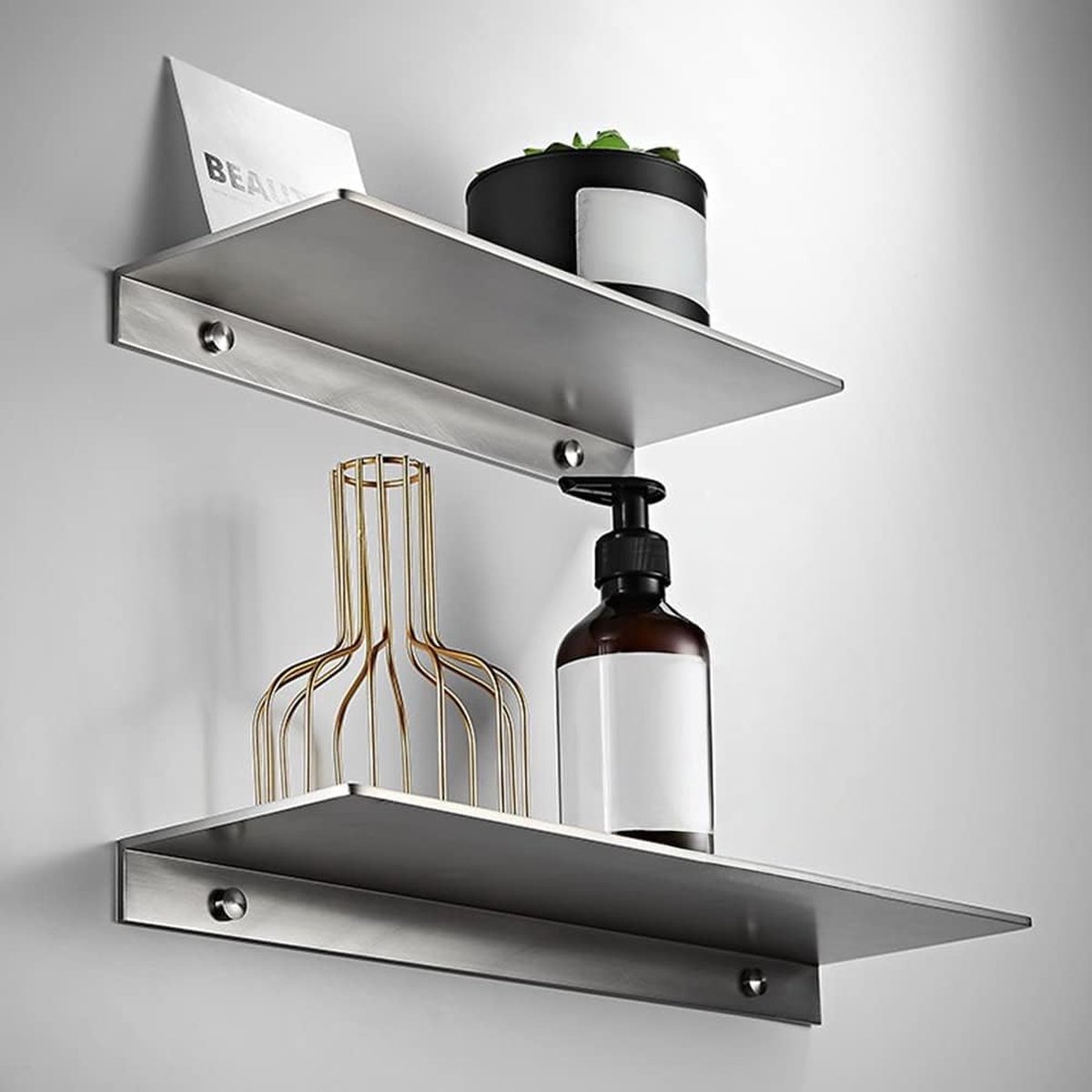 Goodivery ® Multifunctioneel 30 cm Wandplankje voor Badkamer, Keuken en Slaapkamer zonder Boren