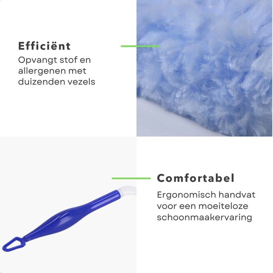 Set plumeau statique – Brosse à poussière – Kit Duset – Set plumeau avec 4 Recharges – Idéal pour les allergies à la poussière – Ajustement universel – Matériau recyclé