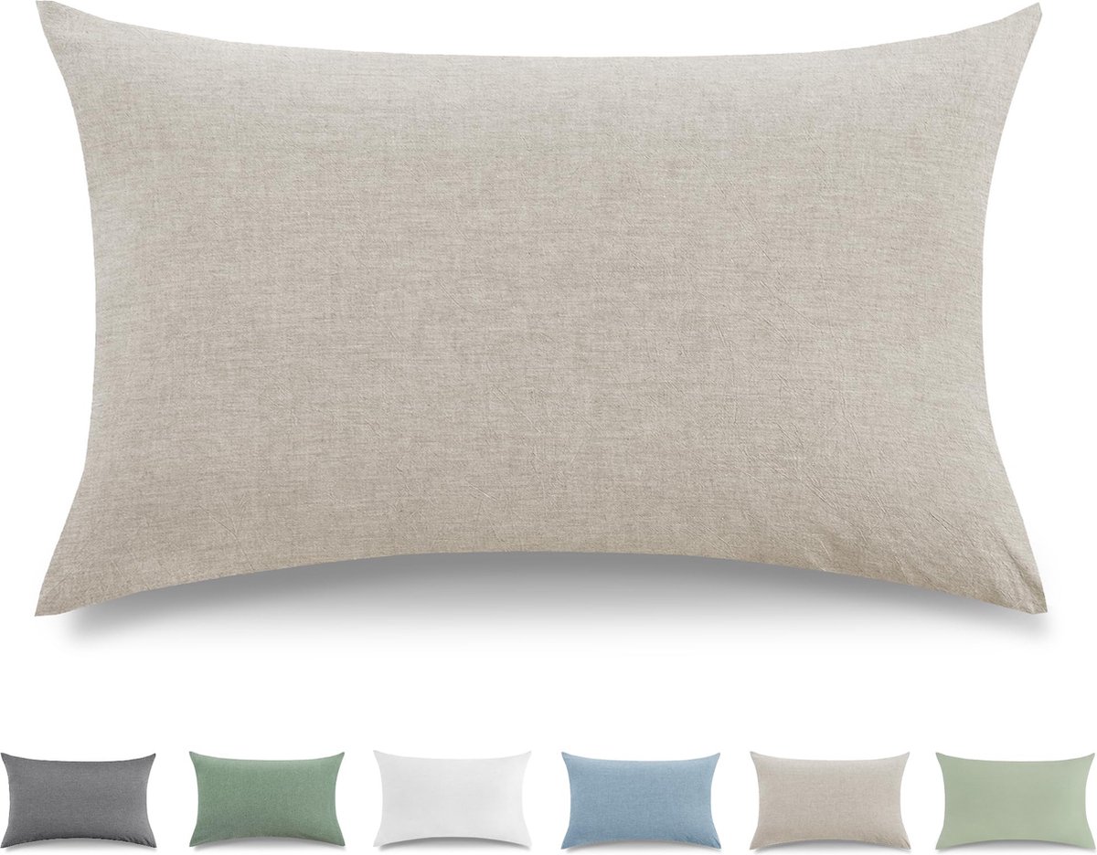 Goodivery ® Kussenslopen Set van 2 in Donkerbeige, Stijlvolle en Ademend Katoenlook