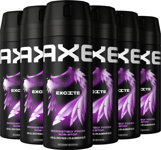 AXE - Deodorant Bodyspray - Excite - 6 x 150 ml - Voordeelverpakking
