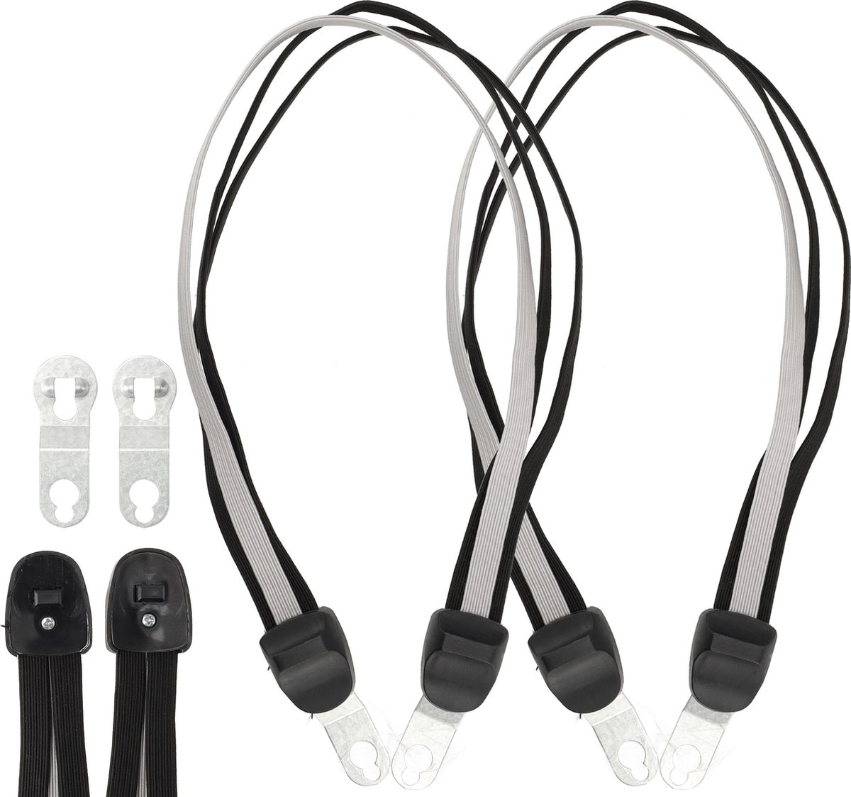 Snelbinder set van 2 Zwart - Spinbinder met 3 elastische armen en jJzeren haken - 65cm uitrekbaar tot 105cm - Voor fiets, verhuizing en bagage