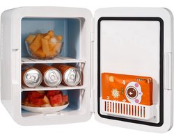 10 L / 12 blikjes minikoelkast, 2 in 1 kleine koelkast Koel- en verwarmingsfunctie, slot Compacte drankkoelkast 9V DC / 220V AC voor kantoor en slaapzaal Drank Cosmetisch wit