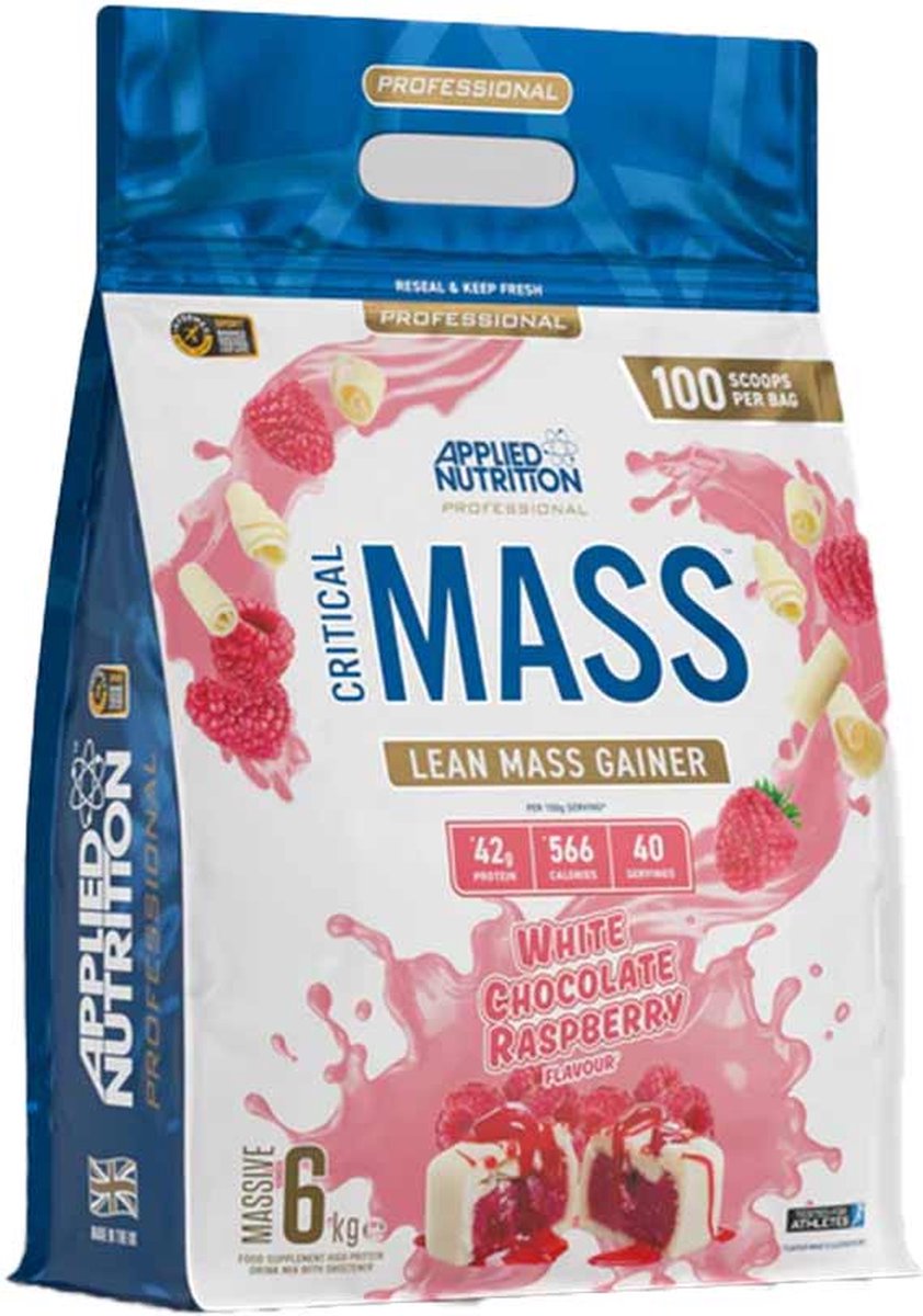 Goedkoopste Mass Gainer - CRITICAL MASS 6000g Applied Nutrition - - WHITE CHOCOLATE & RASPBERRY