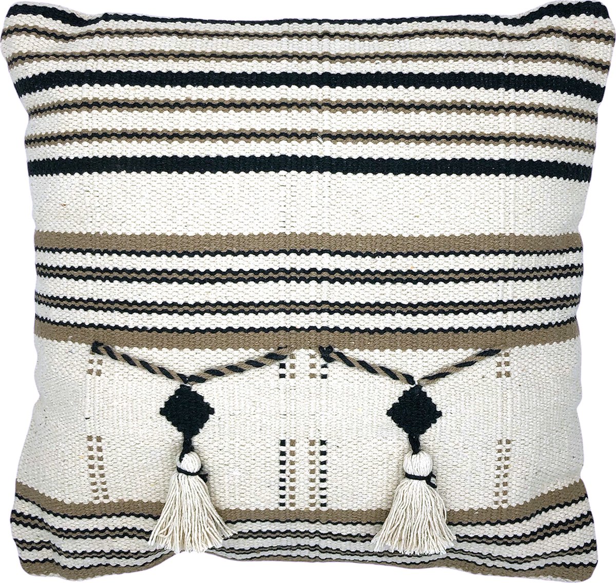 Lavandoux - Sierkussen - Kussen met Kwastjes - Beige - 45 x 45 cm
