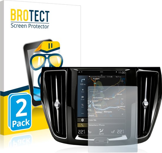 BROTECT - Screenprotector voor Volvo S60 Sensus Connect 2020 - Folie Beschermfolie transparant (2 Stuks)