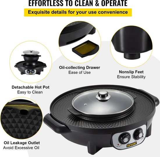 Hanimo Koreaanse Bbq - Hotpot - Hotpot Electrisch - Korean Bbq - Koreaanse Grill - Koreaanse Grill En Hotpot Set - Korean Bbq Grill - Chinese fondue - 1 tot 8 personen — afbeelding 2