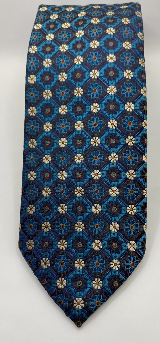 QTie - Luxe Groen blauwe stropdas Venice – 80 mm breed – extra zware kwaliteit