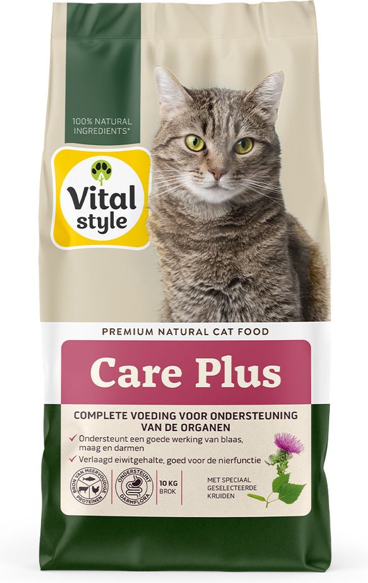 VITALstyle Care Plus - Kattenbrokken - Voor Extra Zorg En Ondersteuning - Met o.a. Berkenblad & Valeriaan - 10 kg