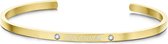 Key Moments 8KM-B00468 - Stalen open bangle met tekst - * love you more * - zirkonia - one-size - goudkleurig