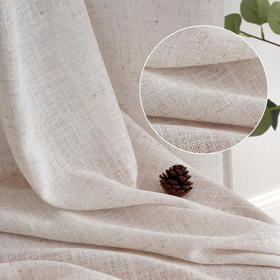 SOLEVITO Gordijn lichtdoorlatend geluiddempend Bergen beige 140x245 cm
