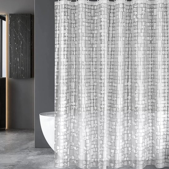 Witte paardenbloem douchegordijn schimmelbestendig wasbare badgordijnen met 12 haken en gewogen zoom, stoffen douchegordijnen buiten waterdicht polyester voor bad en douchecabine, 200x250cm