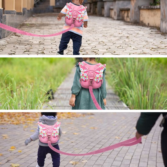 Purepeak Kindertuigje met Looplijn - Looptuigje voor Kinderen - Tuigje Kind - Roze - Vlinder van Purepeak — afbeelding 3