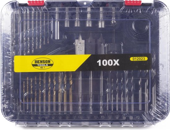 Jeu d'embouts et de forets - jeu de forets - jeu d'embouts - jeu de scies cloches - dans un coffret combiné de 100 pièces