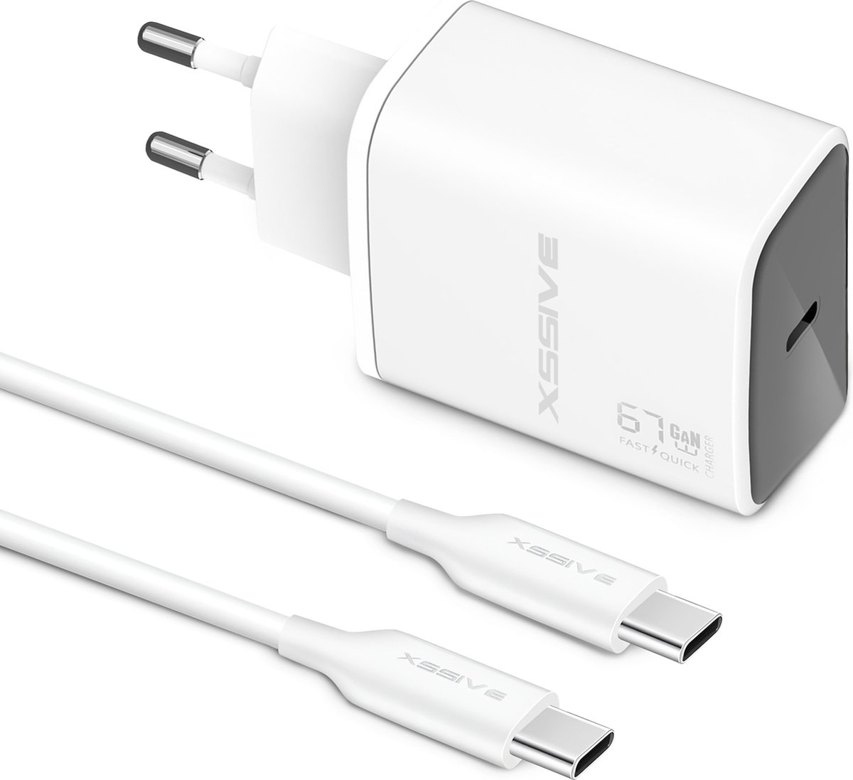Snellader Set - 1 Meter - Super Fast Charger - Power Adapter met USB C naar USB-C Kabel - 65W