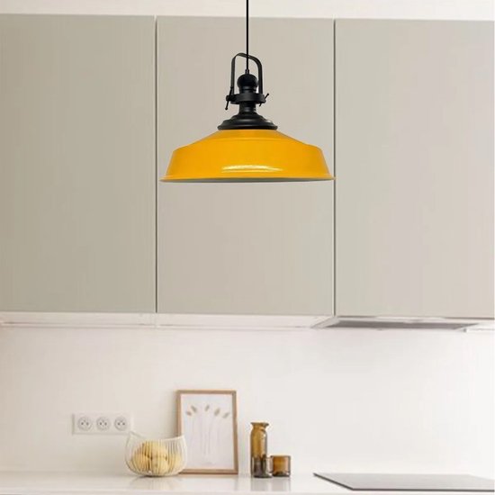 Bamyum Black-Asletl Lampe à suspension industrielle en métal jaune Ø40 cm, lampe à suspension Vintage , lampe à suspension E27