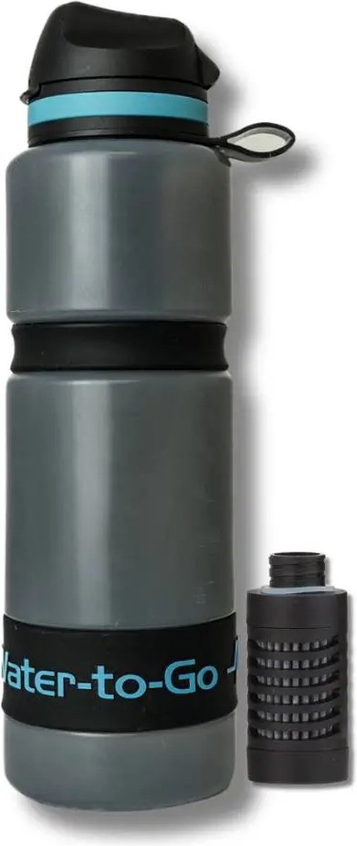 WatertoGo Waterfilter Waterfles Drinkfles 75cl Active Milieubewust Blauw Veilig Water Drinken Met Behoud van de Essentiële Mineralen - Geschikt voor Dagelijks Gebruik - Filtert Ook PFAS en Virussen - Noodpakket - Survival - Outdoor - Drink Straw