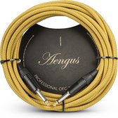 Câble guitare Áengus Gold Tweed - câble instrument 6 mètres - prise jack 6,35 mm mono droite / droite - or